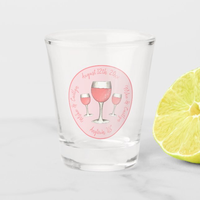 Vaso De Chupito Copa de Vino Rosado Rosa para Bodas y Despedida de (Anverso)