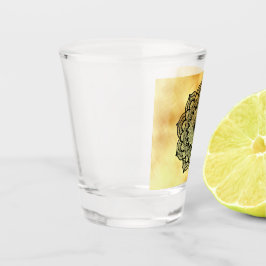 Vaso De Chupito Copo de chupito con Mandala Negro sobre Fondo de O