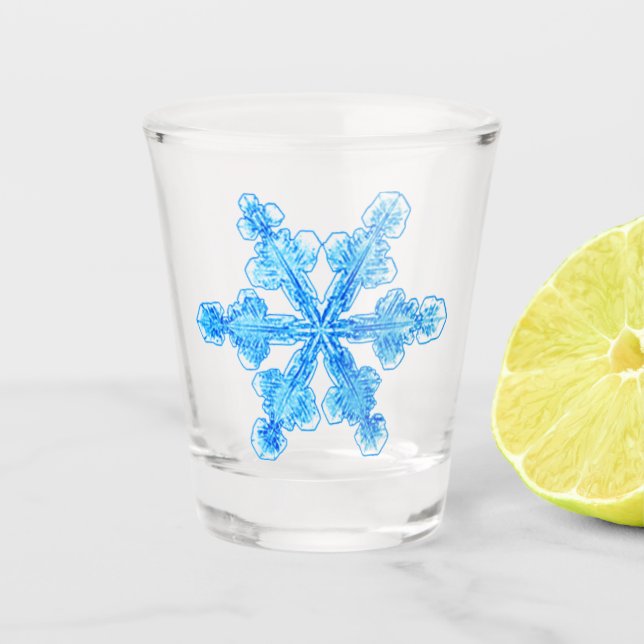 Vaso De Chupito Copo de nieve de invierno azul (Anverso)