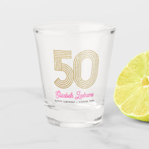 Vaso De Chupito Copo de vidrio para chupito Cumpleaños 50 dorado y
