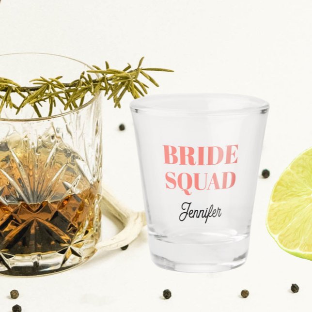Vaso De Chupito Coral Wedding Bride Squad Personalized (In Situ)