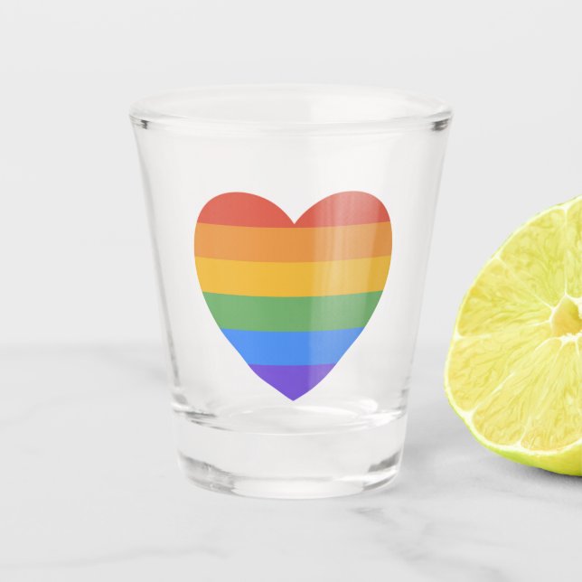 Vaso De Chupito Corazón arco iris (Anverso)