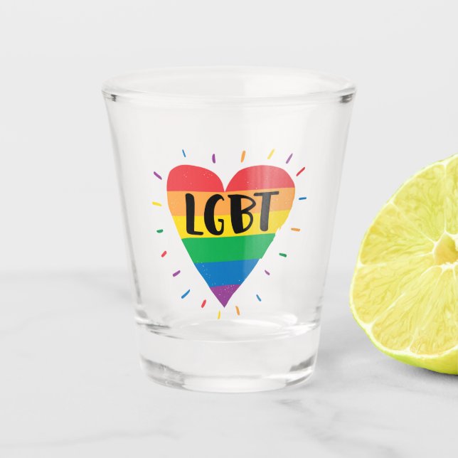 Vaso De Chupito Corazón arcoiris LGBT (Anverso)