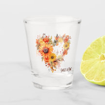 Corazón Botánico de Otoño Naranja y Amarillo