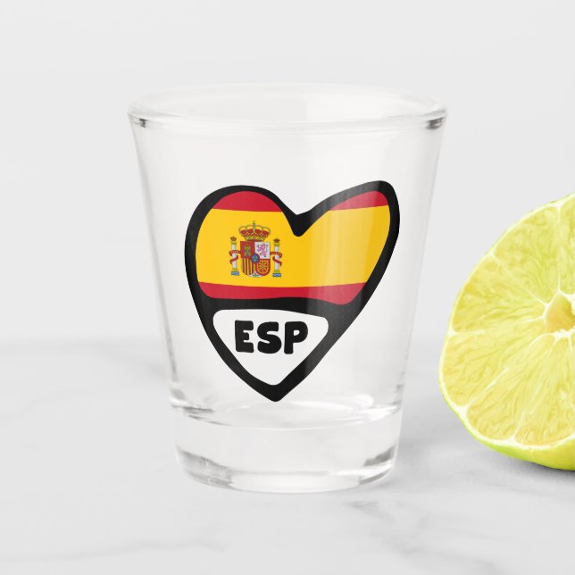 Vaso De Chupito Corazón de bandera de España, ESP (Anverso)