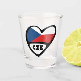 Vaso De Chupito Corazón de bandera de la República Checa con códig