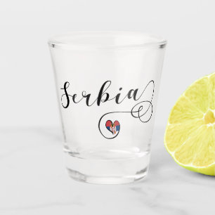 Vaso De Chupito Corazón de bandera de Serbia, República Srbija