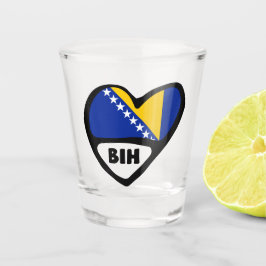 Vaso De Chupito Corazón de bandera del código del país de Bosnia y