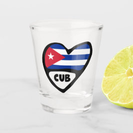 Vaso De Chupito Corazón de bandera del código del país de Cuba, CU
