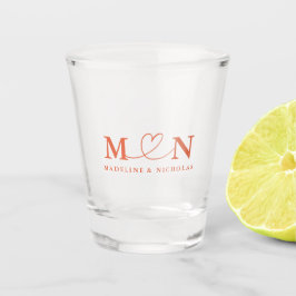 Vaso De Chupito Corazón de bucle de monograma de puesta de sol de