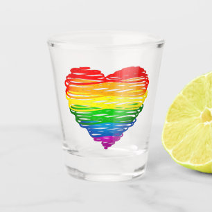 Vaso De Chupito Corazón de colores de arcoíris de SlipperyJoe gara