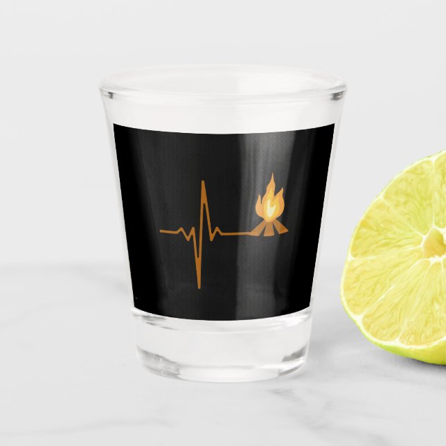 Vaso De Chupito Corazón de fogata Camping (Anverso)