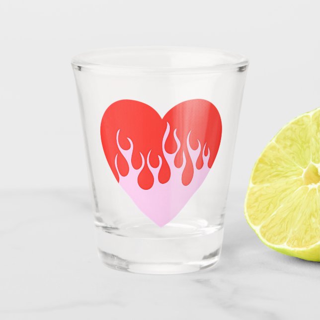 Vaso De Chupito Corazón de Fuego (Anverso)