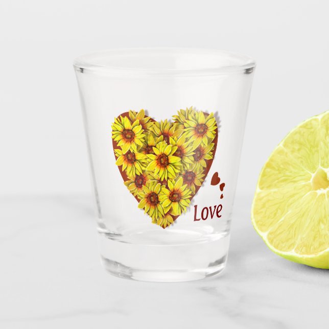 Vaso de chupito Corazón de Girasol (Anverso)