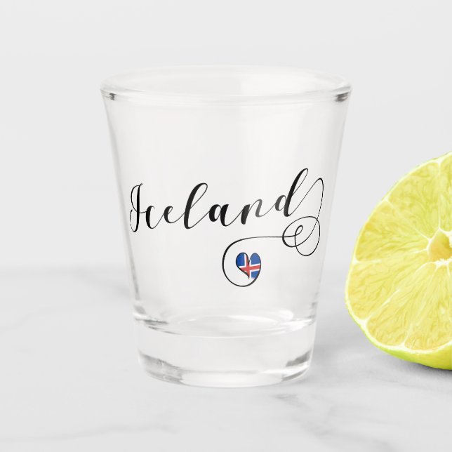 Vaso De Chupito Corazón de Islandia, bandera islandesa (Anverso)