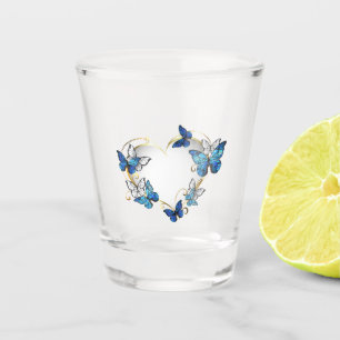 Vaso De Chupito Corazón de joyas con mariposas Morfo