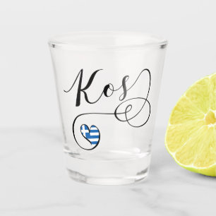 Vaso De Chupito Corazón De Kos En Bandera, Grecia, Amo A Kos, Cos