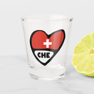 Vaso De Chupito Corazón de la bandera del país de Suiza, CHE