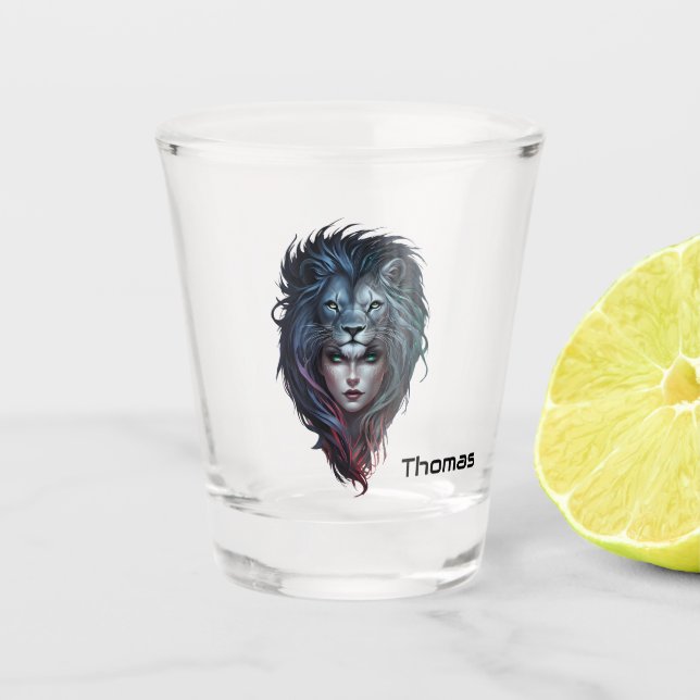 Vaso De Chupito Corazón de león y fuerza femenina (Anverso)