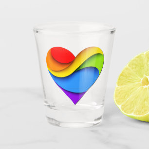Vaso De Chupito Corazón en forma de SlipperyJoe de arcoíris en cap