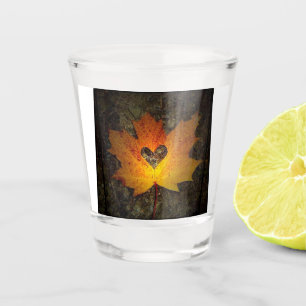 VASO DE CHUPITO "CORAZÓN EN UNA HOJA" VIDRIO DE DISPAROS DE AUTUM