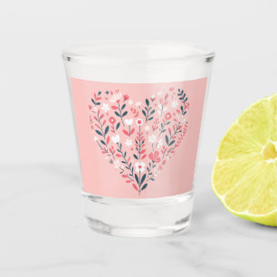 Vaso De Chupito Corazón floral de San Valentín