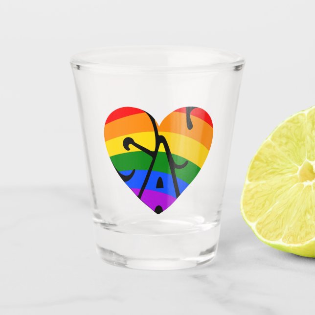 Vaso De Chupito Corazón gay (Anverso)