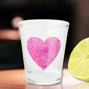 Vaso de chupito Corazón Huella Dactilar Rosa Amor