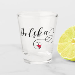 Vaso De Chupito Corazón polaco de la bandera, Polska, Polonia