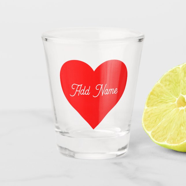 Vaso De Chupito Corazón Rojo Romántico Personalizado (Anverso)
