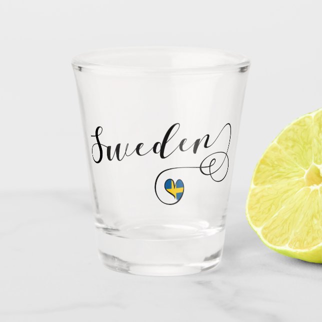 Vaso De Chupito Corazón sueco de la bandera, diseño de la (Anverso)
