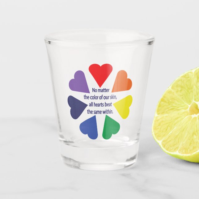 Vaso De Chupito Corazones arcoiris (Anverso)