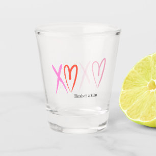 Vaso De Chupito Corazones Coloridos "XOXO" Día de San Valentín