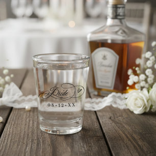Vaso De Chupito Corazones de Caligrafía Adornada Novia ID1025