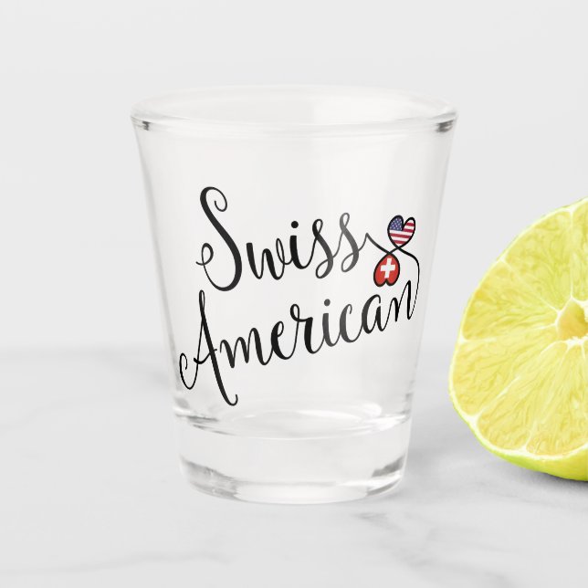 Vaso De Chupito Corazones entrelazados suizo-americanos (Anverso)