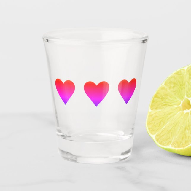 Vaso de chupito Corazones Rojo Rosa Día de San Val (Anverso)