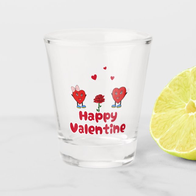 Vaso De Chupito corazones rojos adorables (Anverso)