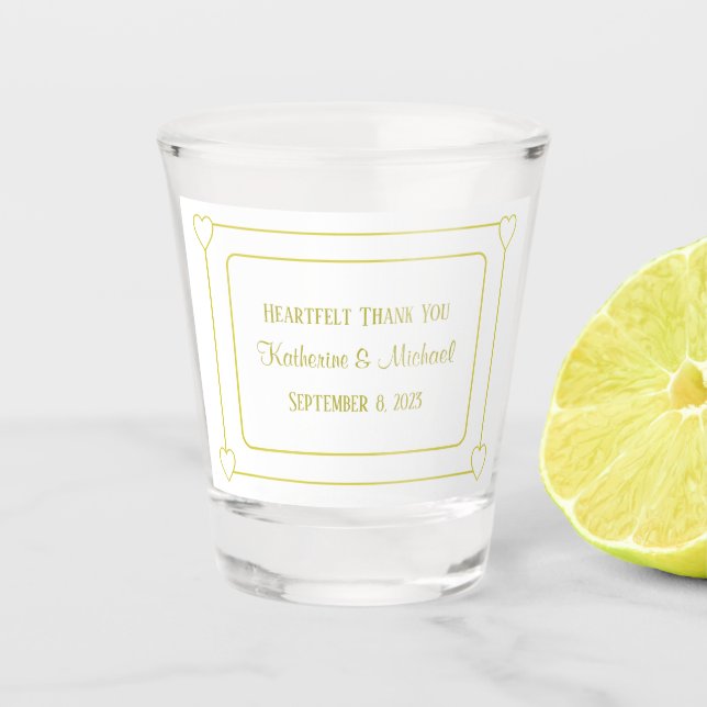 Vaso De Chupito Corazones románticos Boda blanco simple moderno (Anverso)