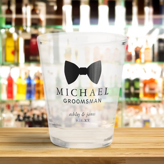 Vaso De Chupito Corbata Negra Groomsman Boda Personalizada (Subido por el creador)
