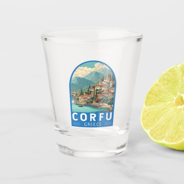 Vaso De Chupito Corfu Greece Travel Art Emblem (Anverso)