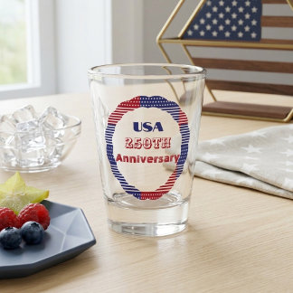 Vaso De Chupito Corona de aniversario 250 de EE. UU. Rojo Blanco A