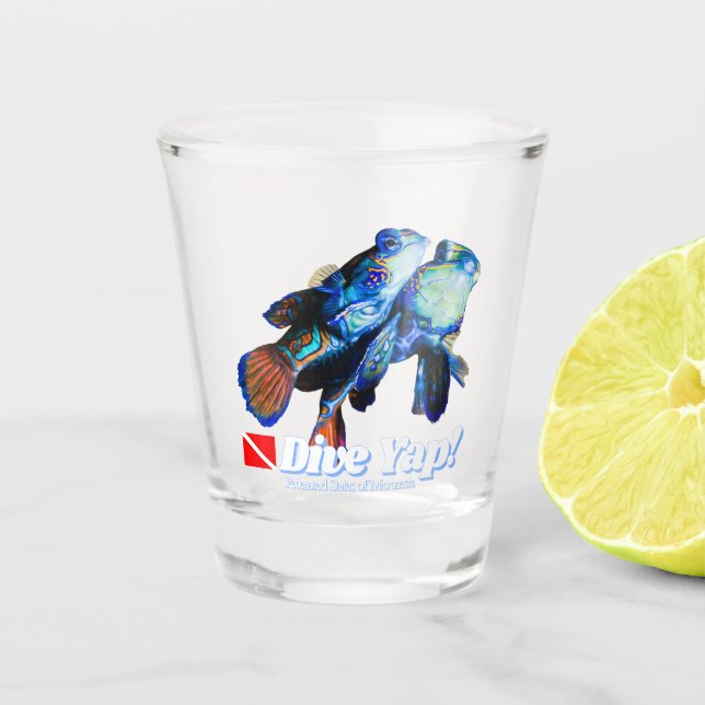 Vaso De Chupito Corta de la pareja de peces de mandarina (Anverso)