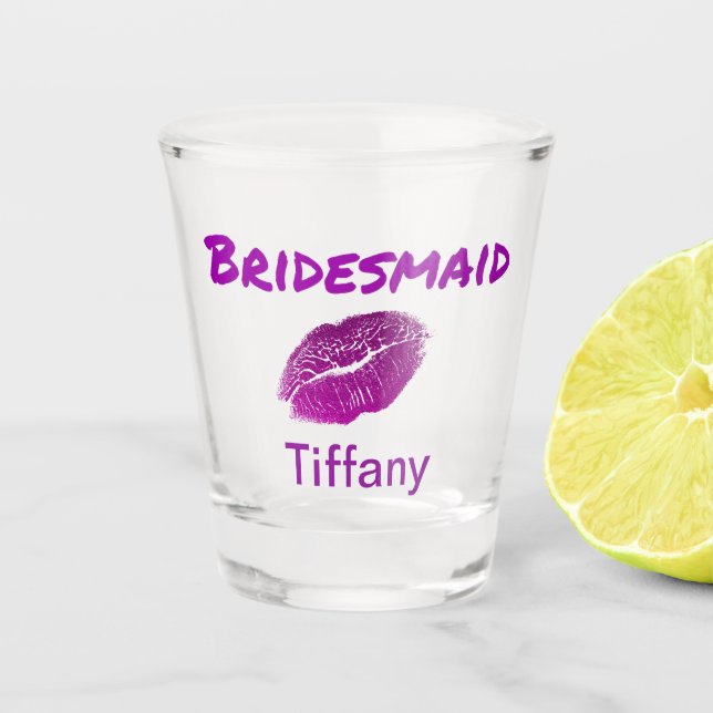 Vaso De Chupito Cortar Purple Bridesmaid Keepsake lápiz labial (Anverso)