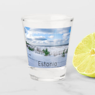 Vaso De Chupito Costa del Mar Báltico cubierta de nieve en inviern