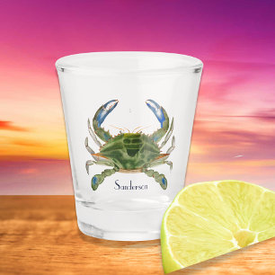 Vaso De Chupito Costa Náutica del Cangrejo Azul Verde