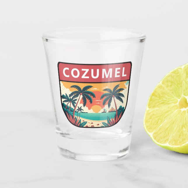 Vaso De Chupito Cozumel México Retro Emblem (Anverso)