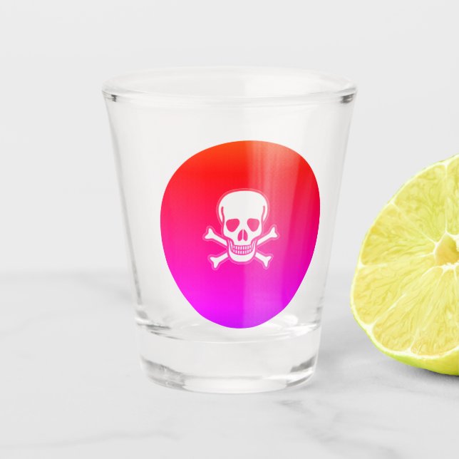 Vaso De Chupito Cráneo en Bones neón vidrio de disparo (Anverso)