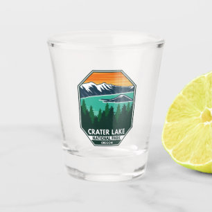 Vaso De Chupito Crater Lake National Park Elk Retro Compass Emblem