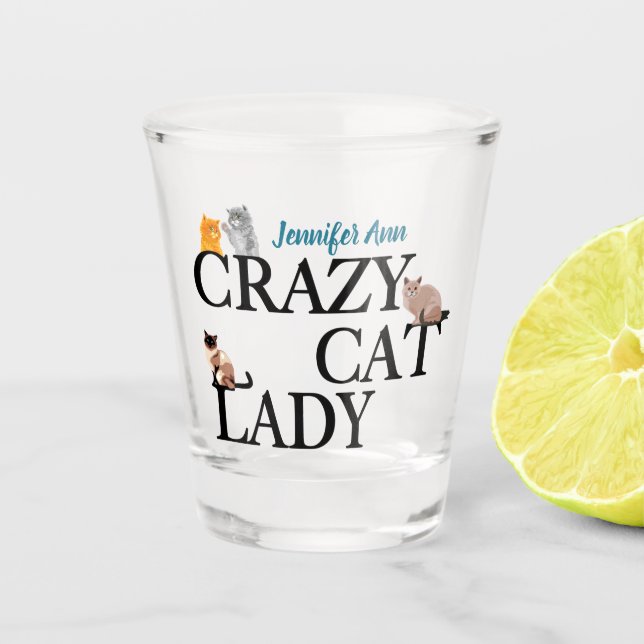Vaso De Chupito Crazy Cat Lady Cute Personalizado (Anverso)