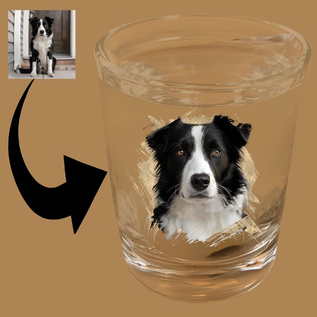 Vaso De Chupito Crea tu propio borde de perro Collie Face Head Pho (Subido por el creador)